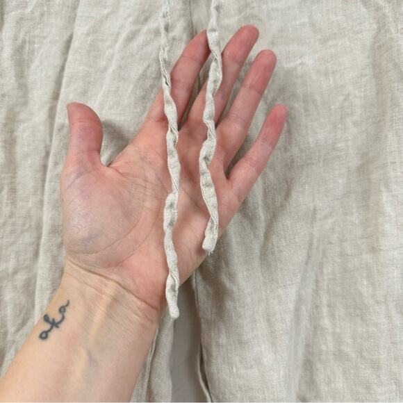 JM Collection Linen Cream Wide Leg Drawstring Waist Pull On Pants Womens 12P - Picture 2 of 11